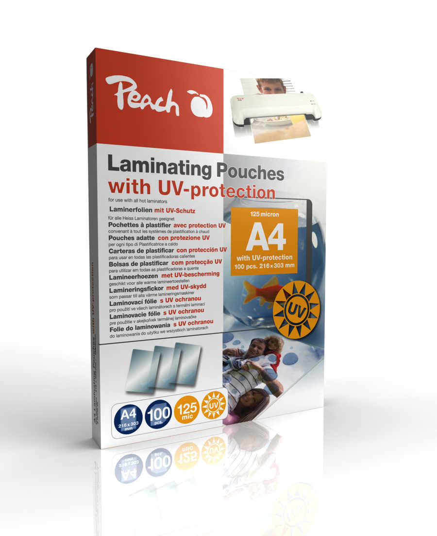 Peach Laminating Pouches A4, UV-protected, 125 mic, S-PP525-25